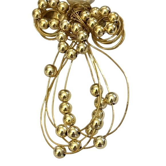 Gold-Tone Wired Guardian Angel Brooch w Faux Pearl Collectible - Picture 3 of 5